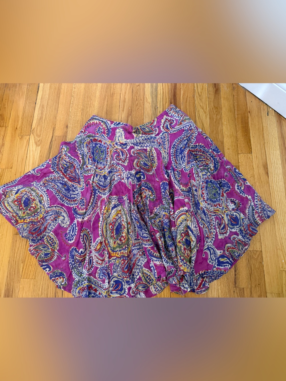 Lauren Ralph Lauren Paisley Skirt Size Large Magenta Purple Boho Cotton